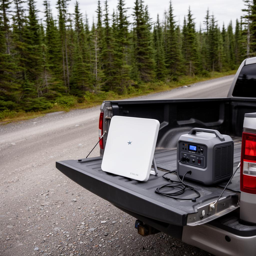 Truck-bed Starlink deploy at a remote site